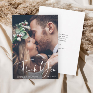Chic Mariage Lettré Merci Carte photo