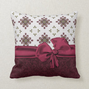 Chic Maroon Damask Pillow