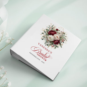 Chic Maroon Floral Bridal Shower Memory Album Binder