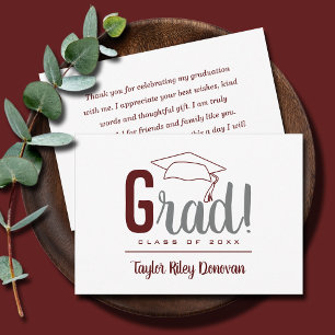 Chic Maroon Grad Cap Graduation Card