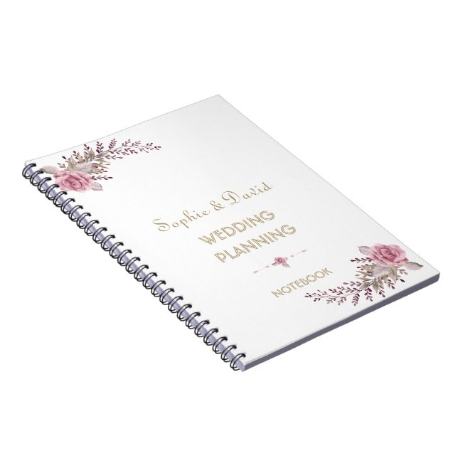 Chic Marsala Maroon Floral Wedding Planner Notebook (Right Side)