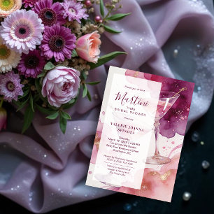 Chic Martini Time Glitter Bridal Shower Invitation