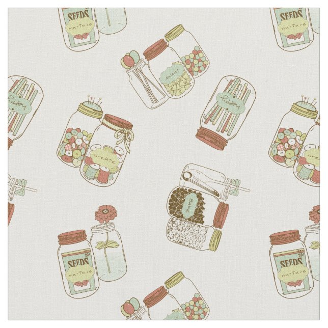 Chic mason jars design fabric (Close Up)