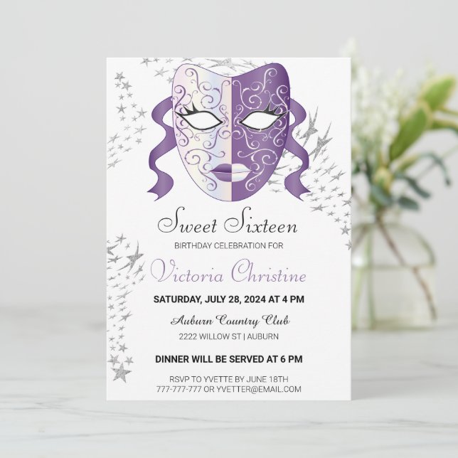 Chic Masquerade Carnaval Annival Invitation (Debout devant)