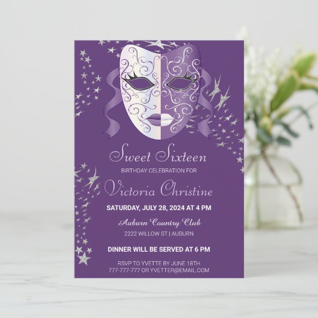 Chic Masquerade Carnaval Annival Invitation (Debout devant)