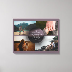 Chic Mauve Ornamental 4 Photos Collage Canvas Print