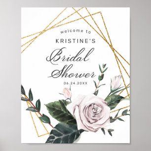 Chic Mauve Rose Floral Bridal Shower Welcome Sign