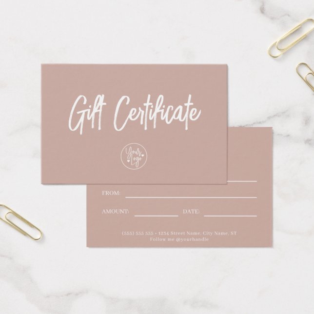 Chic Mauve Voucher Gift Certificate (Office)