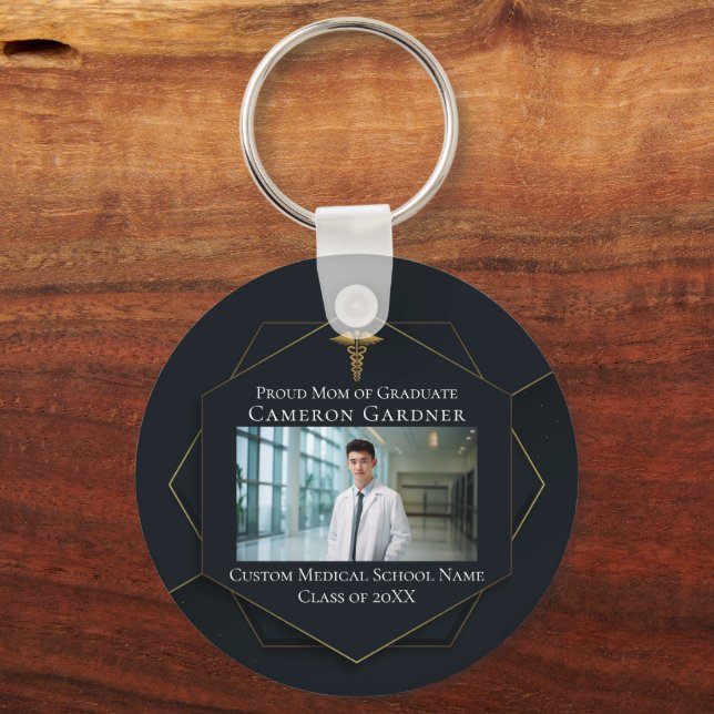 Chic Medical School Photo Graduation Parent Keychain (Front)