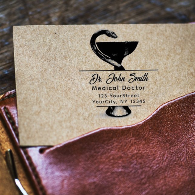 Chic Medical Snake Bowl Hygieia Return Address Rubber Stamp (Creator Uploaded)