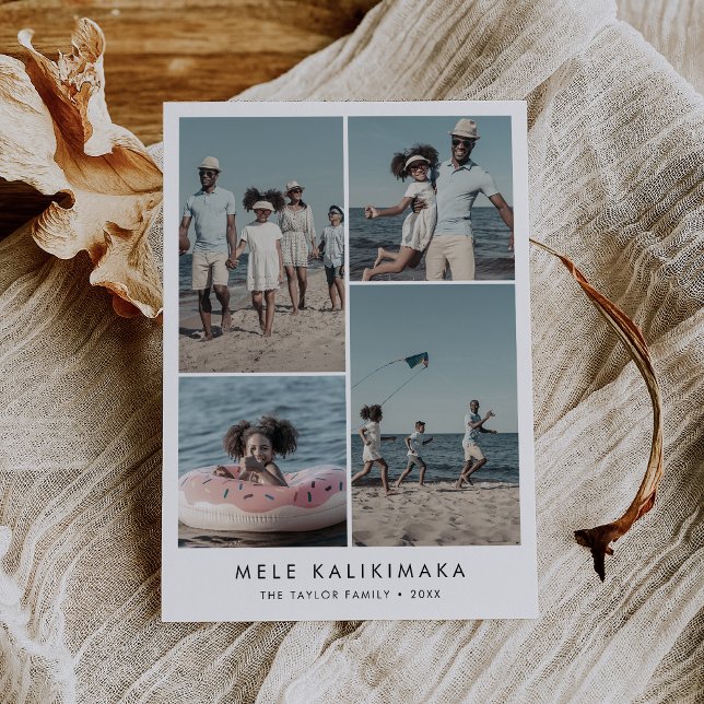 Chic Mele Kalikimaka Christmas Photo Collage Holiday Card (Creator Uploaded)