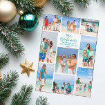 Chic Mele Kalikimaka Family Photo Collage Magnet<br><div class="desc">Chic customizable beach family photo collage Christmas card magnet with your favourite tropical photos in the sun. Add 9 of your favourite memories from your island vacation to the coast. A beautiful coastal holiday magnet with a clean,  modern photograph layout and pretty blue script.</div>