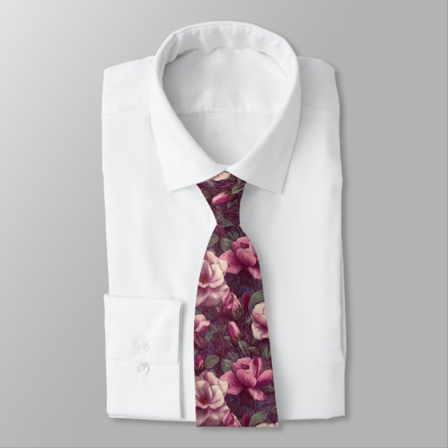 Chic Mens Fashion Gardenias Tie (Tied)