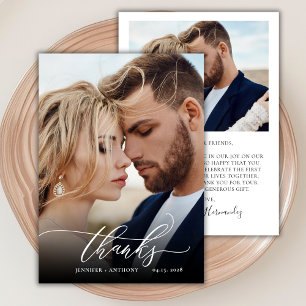 Chic Merci Script 2 Mariage photo Carte de remerci