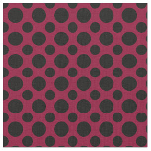 Chic Merlot / Burgundy Black Polka Dots Fabric