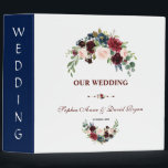 Chic Merlot Navy Blue Blush Floral Wedding Album Binder<br><div class="desc">Elegant design featuring gorgeous watercolour merlot & navy blue flowers bouquets, beautiful handwriting script and gorgeous floral divider. It could be a great choice for any season wedding, especially, for fall weddings and winter. Use Customize tool to add your info, make changes. For matching items, please, visit my Merlot &...</div>