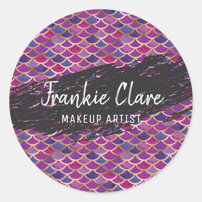 Chic Mermaid Scale Abstract Pattern Classic Round Sticker (Front)
