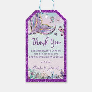 Chic Mermaid Tail Baby Shower Thank You Favour Gift Tags