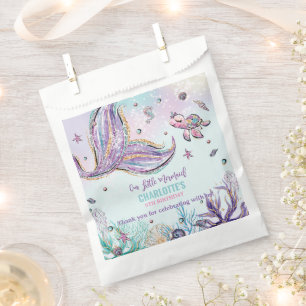 Chic Mermaid Tail Under the Sea Birthday Party Favour Bag