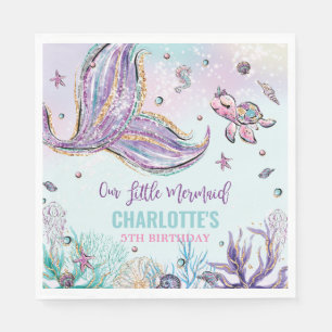 Chic Mermaid Tail Under the Sea Birthday Party Napkin