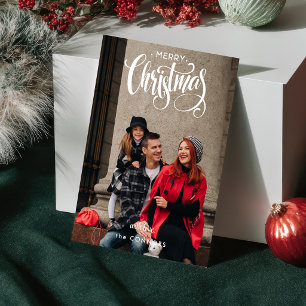 Chic Merry Christmas Calligraphy Script Photo Holiday Card