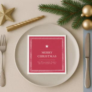 Chic Merry Christmas Elegant Modern Simple Holiday Napkin