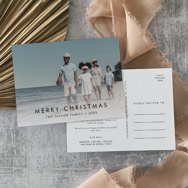 Chic Merry Christmas Year In Review Photo Holiday Postcard (Creator Uploaded)