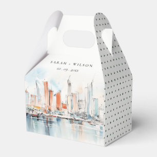 Chic Miami Florida Skyline Watercolor Wedding Favor Box