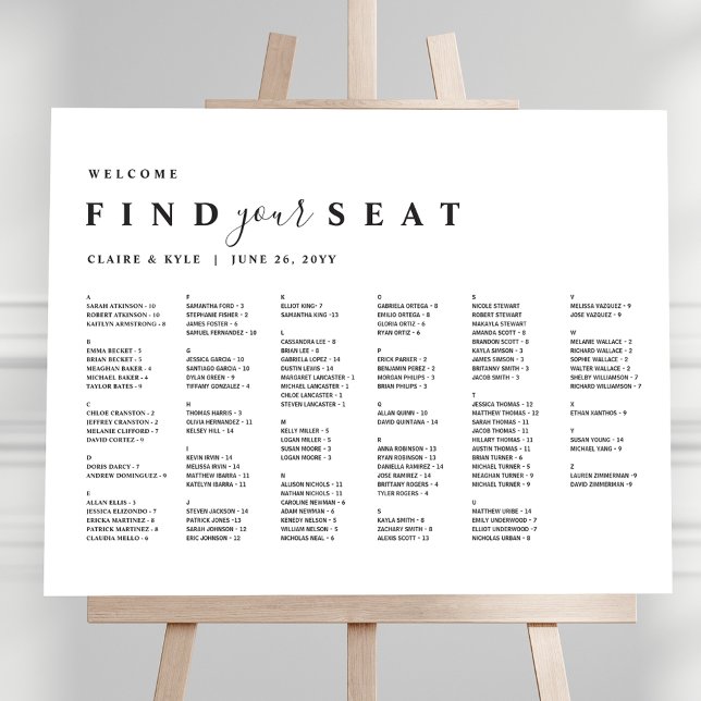 Chic Minimal Alphabetical Wedding Seating Chart (Creator Uploaded)