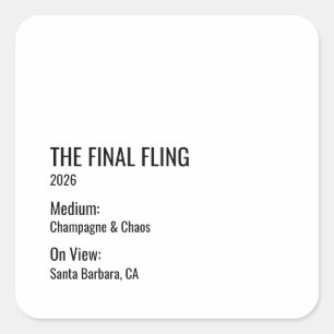 Chic Minimal Bachelorette Clean Aesthetic Museum Square Sticker