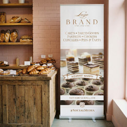 Chic Minimal Bakery Business Logo Photo Collage Retractable Banner