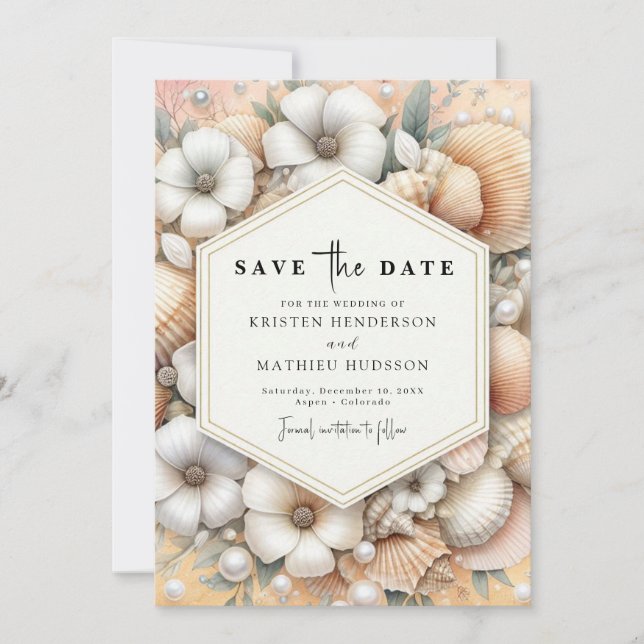 Chic Minimal Beach Wedding Save The Date (Front)
