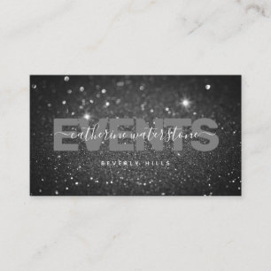 Chic Minimal Black Glitter Professional Business Card