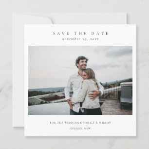 CHIC MINIMAL CLEAN CUSTOM PHOTO SAVE THE DATE CARD