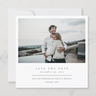 CHIC MINIMAL CLEAN CUSTOM PHOTO SAVE THE DATE CARD