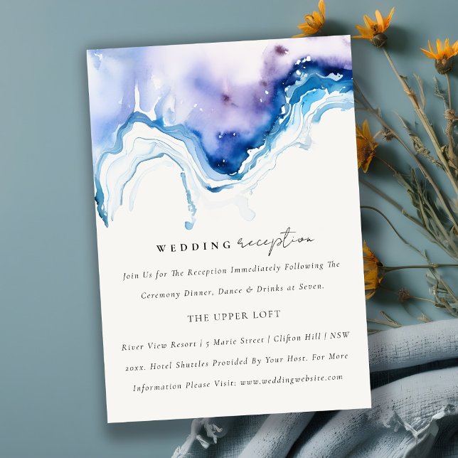 Chic Minimal Coastal Sea Beach Wedding Reception Enclosure Card (Creator Uploaded)