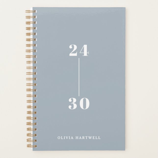 Chic Minimal Dusty Blue Typography Weekly Monthly Planner (Front)