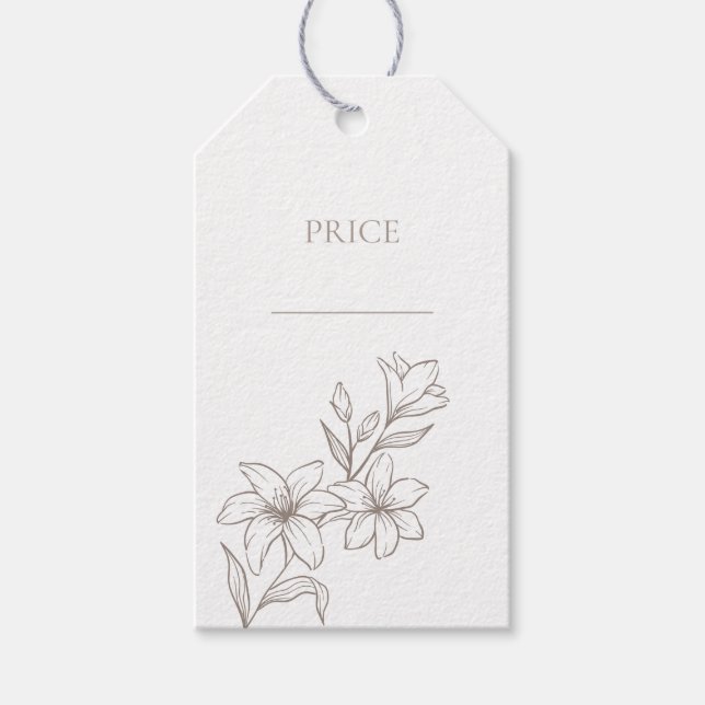 Chic Minimal Floral Price Tags (Front)