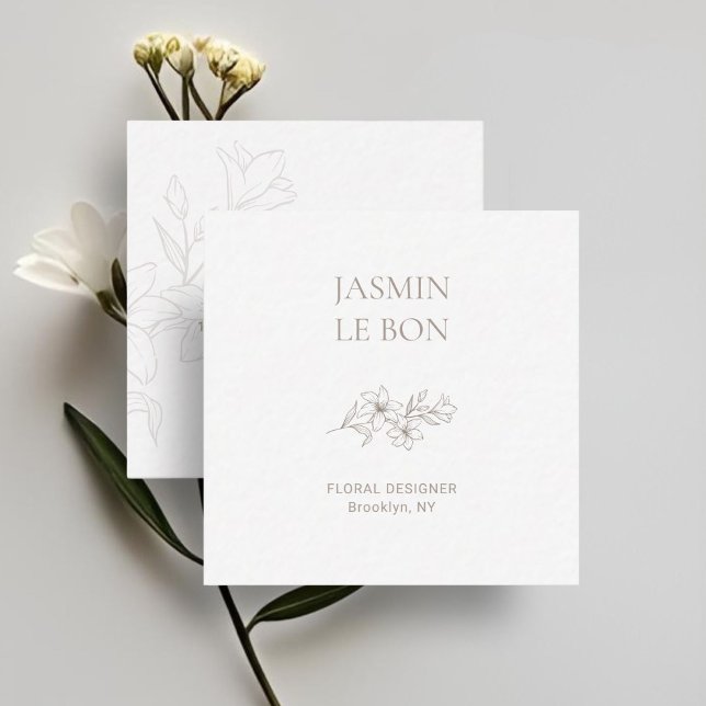 Chic Minimal Floral Square Business Card (Creator Uploaded)