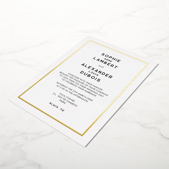 Chic Minimal French Gold Border Wedding (Rotated)