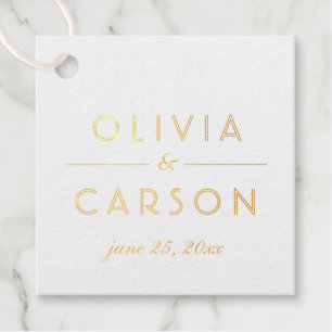 Chic Minimal Gold Foil Monogram Wedding Favour Tags