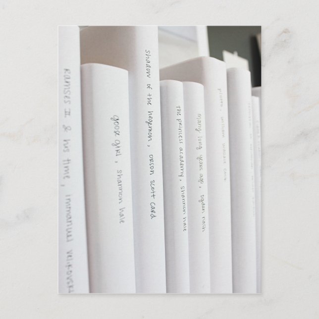 chic minimal hardcovers with white spines literary postcard (Front)