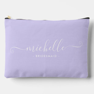 Chic Minimal Iris Purple Personalized Bridesmaid Accessory Pouch