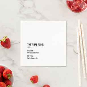 Chic Minimal Museum Label Bachelorette Clean Napkin