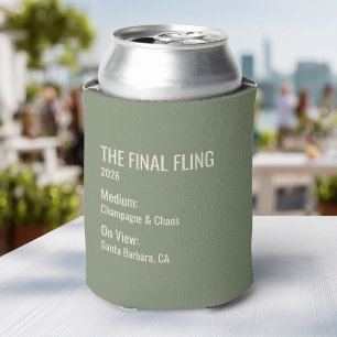 Chic Minimal Museum Label Bachelorette Party Favor Can Cooler