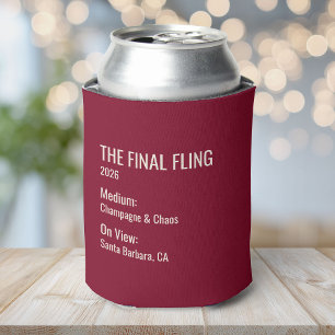 Chic Minimal Museum Label Bachelorette Party Favou Can Cooler