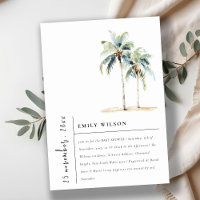 Chic Minimal Palm Trees Tropical Baby Shower