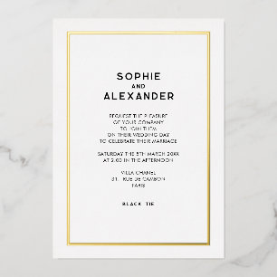 Chic Minimal Parisian Gold Border Wedding