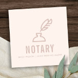 CHIC MINIMAL PINK BLUSH FEATHER NIB INKPOT NOTARY SQUARE BUSINESS CARD<br><div class="desc">For any further customization or any other matching items,  please feel free to contact me at yellowfebstudio@gmail.com</div>
