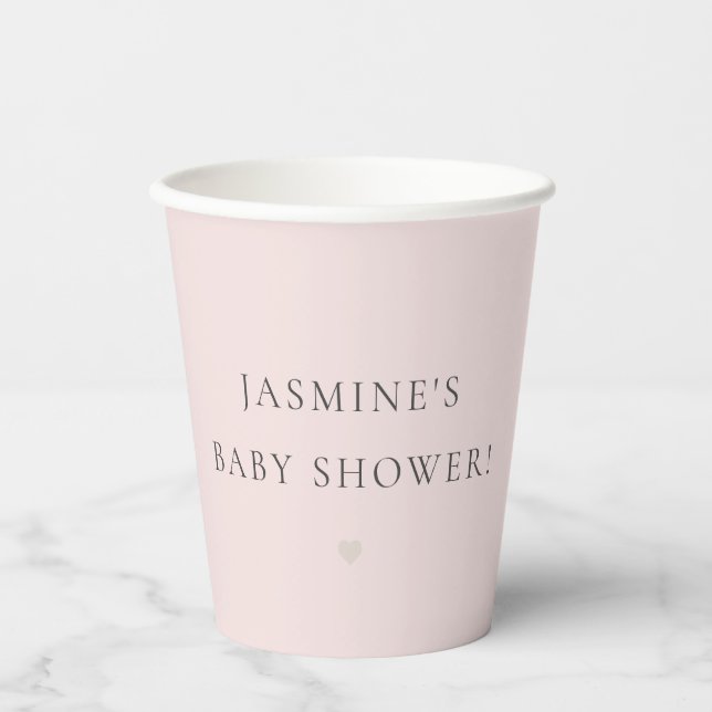 Chic minimal  simple dusty pink baby shower  paper cups (Front)